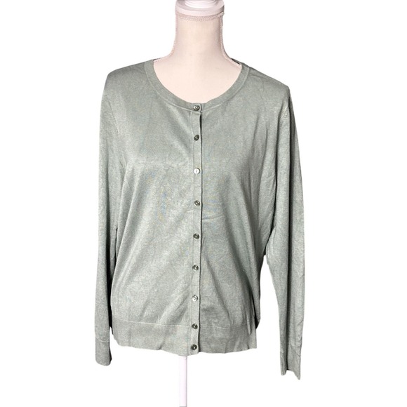 Charter Club Sweaters - Charter Club Light Sage Green Classic Lightweight Button Up Cardigan Size XL